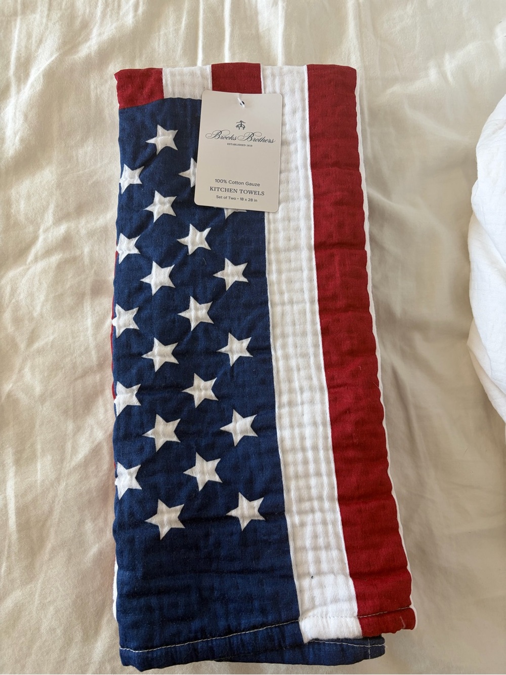 NWT Brooks Brothers Red, White & Blue Star Stripe Kitchen Towel